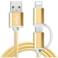 Factory price 2 in 1 Nylon Braided USB cable charge for mobile phone Alibaba USB Data Cable