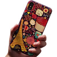 OTAO 3D Emboss Pattern Case Para Celulares For iphone X 8 7 6 6S Plus Cases Cute Cartoon Soft Silicone Cover