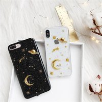 Luxury Space Star Moon Glitter phone case for iphone XS MAX XR 7 8 plus, Marble Clouds Case For iPhone XS X 8