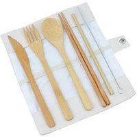 Eco Friendly bamboo cutlery Reusable Natural Travel Utensils Wooden Flatware Kids & Adults Bamboo Cutlery Set