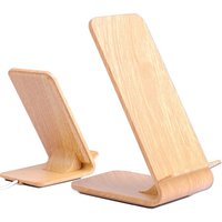 High Quality Furniture Desk Double Coils 10W Qi Wooden Wireless Phone Charger Stand