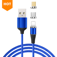 3 in 1 Led Charger Charging Magnetic Type c USB Micro USB Cable for iPhone Samsung