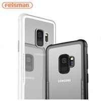 Feisman Crystal Tempered Glass Soft Silicone TPU Bumper Protective Phone Cover Case for iPhone X Xs 8 7 6 Samsung Galaxy S9 Plus