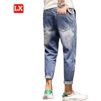 Fashion cargo denim jeans men straight woven denim jeans pants casual jeans men denim