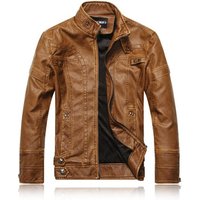 Vintage Stand Collar PU Leather Jacket