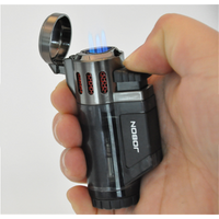 Brand custom windproof jet lighter refillable butane triple torch cigar lighter