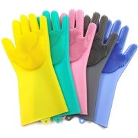 Magic Silicone Dishwashing Gloves with Integrated Scrubber