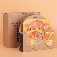 100% natural bamboo fiber children kids baby dish plate set