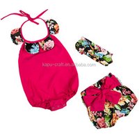 Hot Selling Baby Girls floral Romper Kids Girls Cotton Rompers Set With Match Floral Shorts Wholesale Baby Leotards Romper