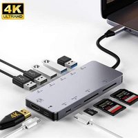 Forida 11 in 1 USB C Adapter with PD Charging,4K HDMI,2 USB3.0/3 USB 2.0,MicroSD/SD Card Reader for Mac Book Air 2018
