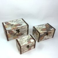 MDF Butterfly Linen Cover Wooden Storage Trunk