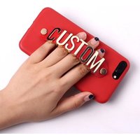 Real Leather Gold Letters Metal Luxury Bold Custom Personalized Name Text For iPhone X 6 6S XS Max 7 7Plus 8 8Plus 5 Phone Case