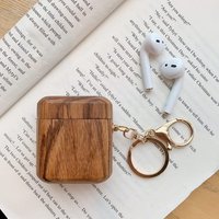 OEM custom Protective high quality hard headphone earphone cover Solid wood series for airpods case with finger loop and hook