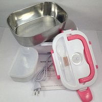 Car 110V/220V Tiffin Bento Food Warmer Electric Stainless Steel Lunchbox