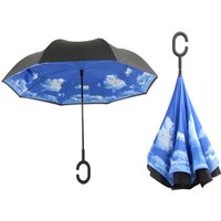 Modern Upside Down Reverse Umbrella C-Handle Double Layer Inside-Out Windproof