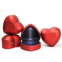 Yiwu China wholesale logo customized box jewellery package for ring and small pendant with LED light heart shape creative design