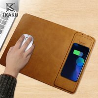 2018 private label Oem logo real 10W output pu leather wireless charging cellphone charge qi mouse pad with wireless charger
