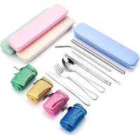 Stainless Steel Travel Cutlery Set Wheat Box