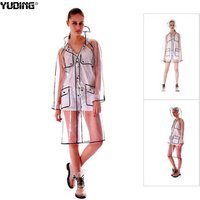 Waterproof plastic clear rain jacket coat with printed design wholesale