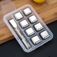 Set 8 Stainless Steel Whisky Chilling Stones Tongs