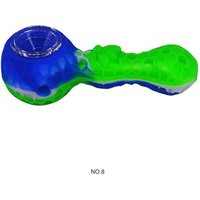 Small Silicone & Glass Hand Smoking Water Pipe for Weed, Wax