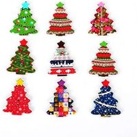 Christmas Tree Wooden Buttons Scrapbooking & Sewing