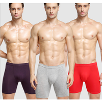 Striped Cotton Long Leg Boxer Trunks