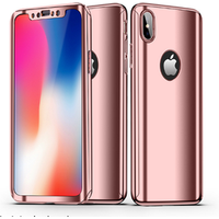 Hot for iphone x full cover screen protector and case, electroplating mirror cover for iphone x 360 degree case