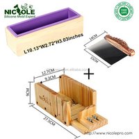 Loaf Soap Cut Tools Set 3pcs Include Silicone Loaf Soap Molds,Straight Metal Cutter and Wooden Soap Cutter