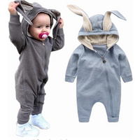 Cotton Knitted Rabbit Ear Jumpsuit