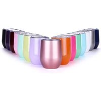 2 pack 12oz Double wall stainless metal mug Insulated Wine Tumbler stemless steel wine tumbler