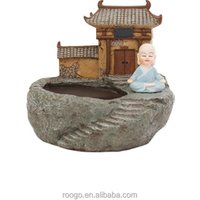 Roogo resin stone flower pots indian temple monk