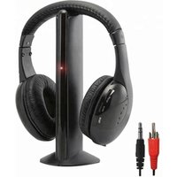 Hot sell TV headset with transmitter and FM radio & monitoring OEM 5 in 1 wireless headphones to tv