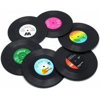 Set of 6 Vinyl Record Retro Music Coasters for Art Car Bar /Tea Coffee Table /Mug Beer Bottle Beverages