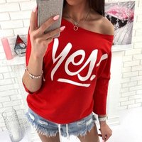 Slanting Collar Long Sleeve T Shirt