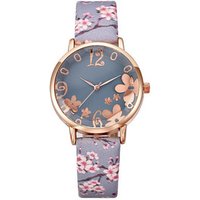 3817 Flower Charm Good Quality Alloy Watch Case Analog Watch Ladies Leather Watch
