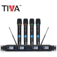 Tiwa 4 channels professional UHF wireless microphone with 4 handhelds/headsets/gooseneck mic