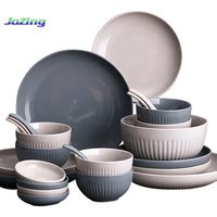 Nordic Ceramic Embossed Stripe Party Tableware Set