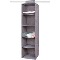 Home Hanging Closet Organizer 5 Shelves Washable Baby Craft Organizer Storage for Clothing/Sweater/ Shoes /Accessories Grey
