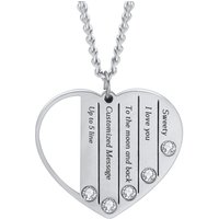 Personalized Mothers Custom Engrave Name Heart Crystal Necklace Mother Child Necklace for Wife Mother