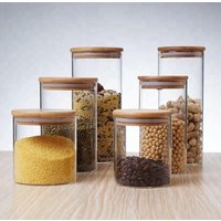 Round Cylinder Heat Resistant Mason apothecary Jar Storage Borosilicate Dry Food Rice Glass Storage Jar With Cork Lid
