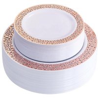 102 Piece Rose Gold Disposable Dinnerware Set
