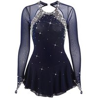 Dark Blue Spandex Rhinestone Figure Skating Dress