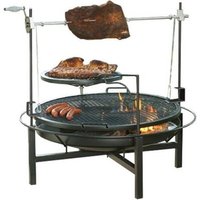 Multifunction Fire Pit Grill Rotary Charcoal Rotating BBQ Rotisserie Grill with 2 layers Cooking Grid