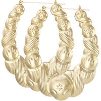 Barlaycs Wholesale Fashion Statement Exaggerated Bamboo Gold Big Hoop Earrings For Women