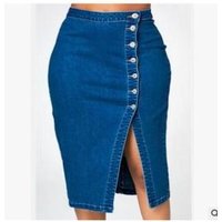 Plus Denim Pencil Skirt