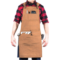 High-quality Durable Heavy Duty Waxed Garden Canvas Cross-Back Straps Work Apron with Tool Pockets