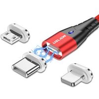 USLION 1M Magnetic USB Cable for Type-C Micro USB Charger Data Transfer USB Cable
