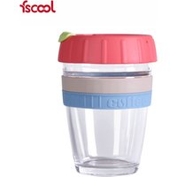 Fscool Leakproof Glass & Silicone Reusable Coffee Cup