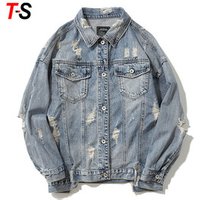 Custom Long Sleeve Large Size Simple Pure Color Casual Retro Men's Denim Jacket outdoor jacket